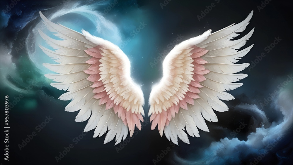 Realistic Depiction of Dream-Like Angel Wings Realistic Depiction of Dream-Like Angel Wings
