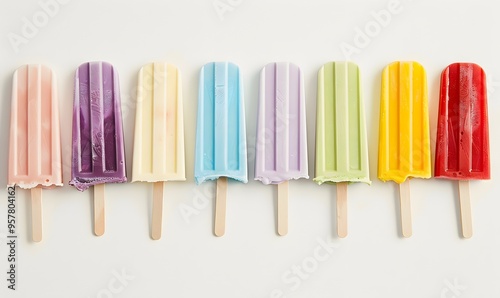 Set of bright ice cream popsicle. 