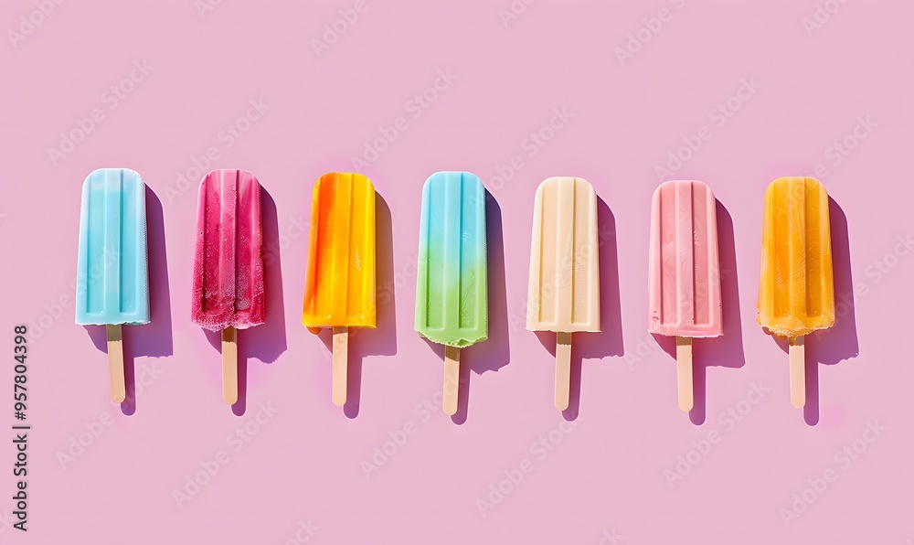 Set of bright ice cream popsicle. Set of bright ice cream popsicle.