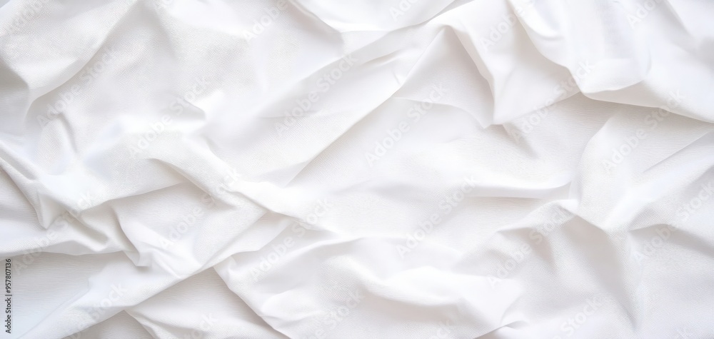 Obraz premium Textured white fabric with soft creases, perfect for backgrounds or artistic compositions in .