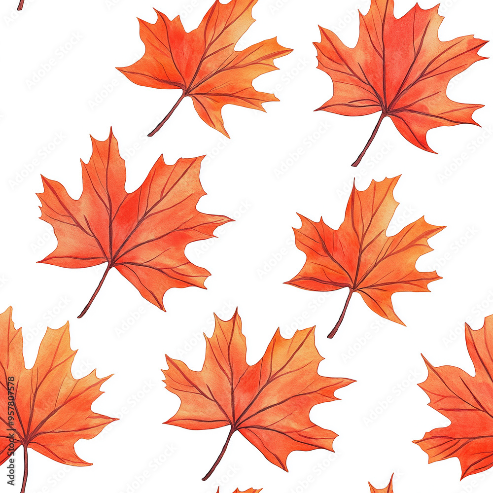 Fototapeta premium Watercolor leaf Pattern, leaves seamless pattern design