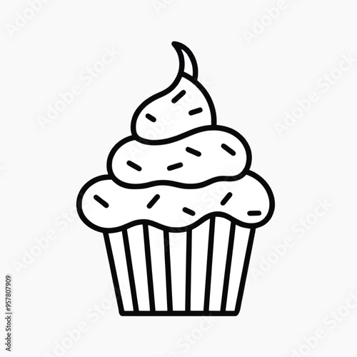 Simple cupcake outline illustration