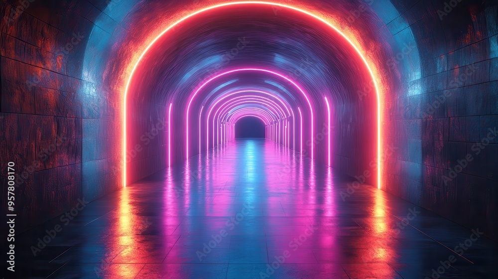 3D abstract background with colorful neon lines and laser rays in virtual reality. 3D abstract background with colorful neon lines and laser rays in virtual reality.