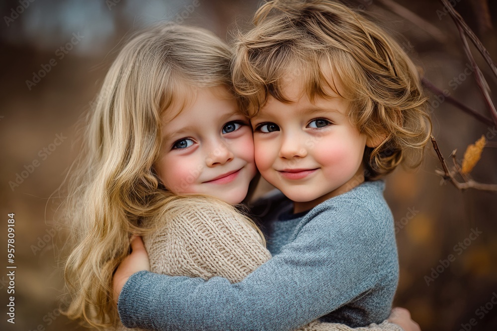 A photo Children hug together A photo Children hug together