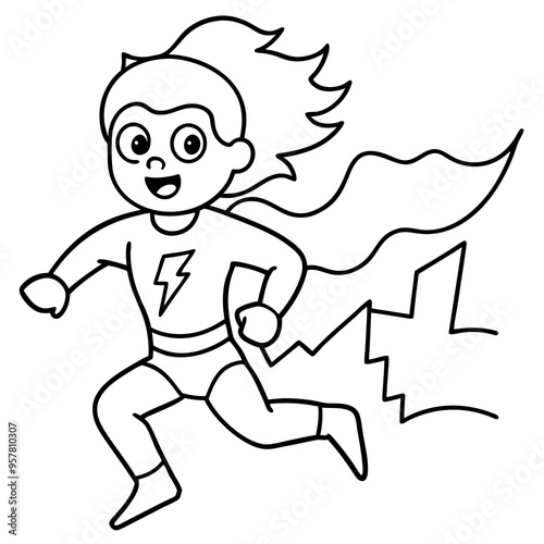 Wallpaper Mural uperhero kid with lightning speed running through the city Torontodigital.ca