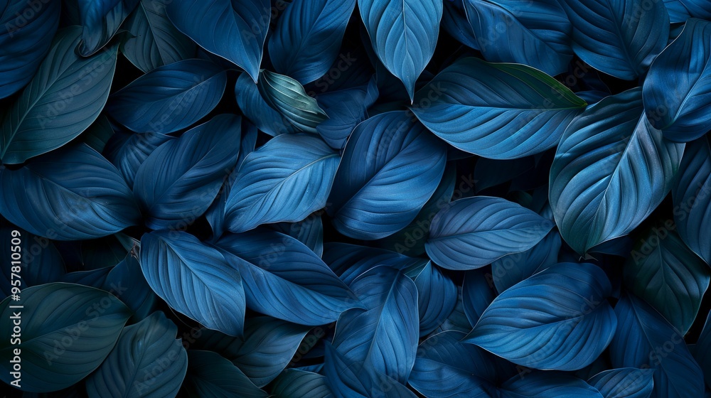 Deep Blue Tropical Leaf Pattern Deep Blue Tropical Leaf Pattern