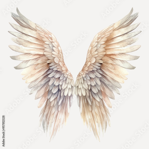 Elegant watercolor angel wings illustration