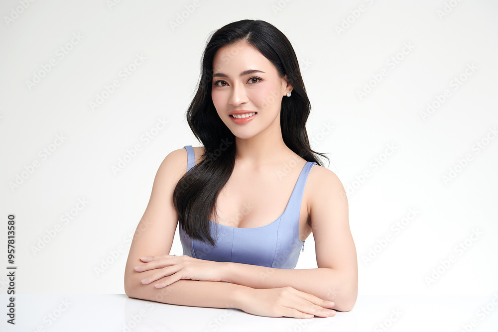 Beautiful young asian woman with clean fresh skin on white background, Face care, Facial treatment, Cosmetology, beauty and spa, Asian women portrait. Beautiful young asian woman with clean fresh skin on white background, Face care, Facial treatment, Cosmetology, beauty and spa, Asian women portrait.