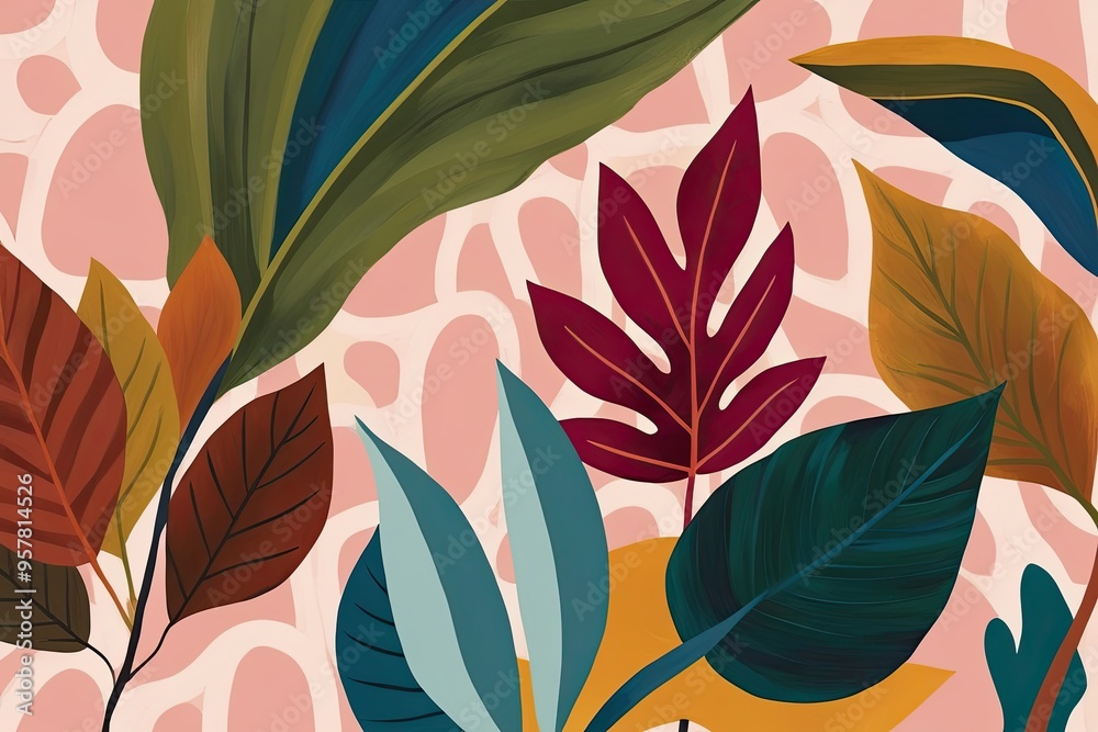 Vibrant Abstract Impressionism Artwork Featuring Playful Leaves and Dynamic Color Flow Vibrant Abstract Impressionism Artwork Featuring Playful Leaves and Dynamic Color Flow