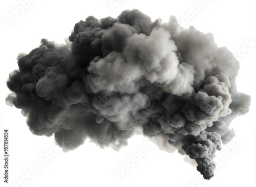 Abstract black and gray smoke gray cloud cut out. Isolated on Transparent background. Copy space.