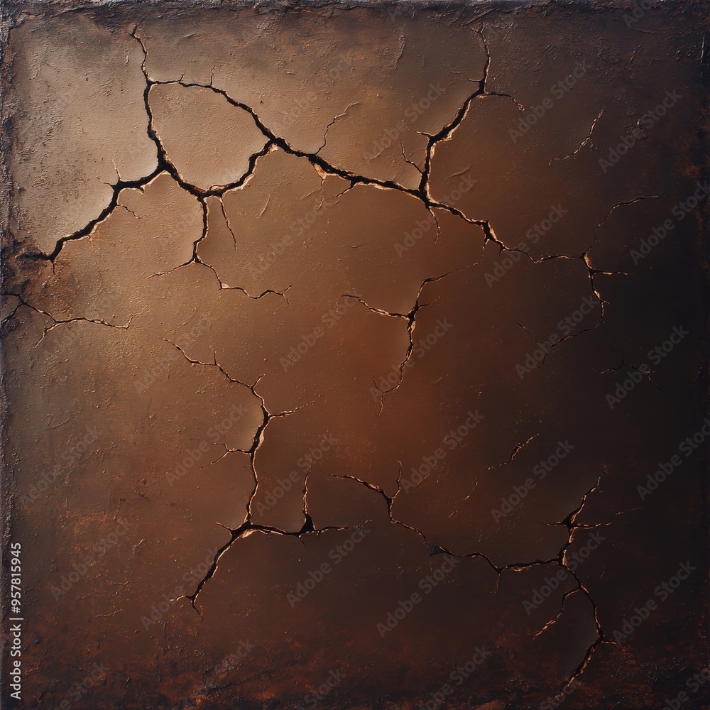 Cracked wall texture with earthy tones, perfect for backgrounds or abstract designs in modern aesthetics.