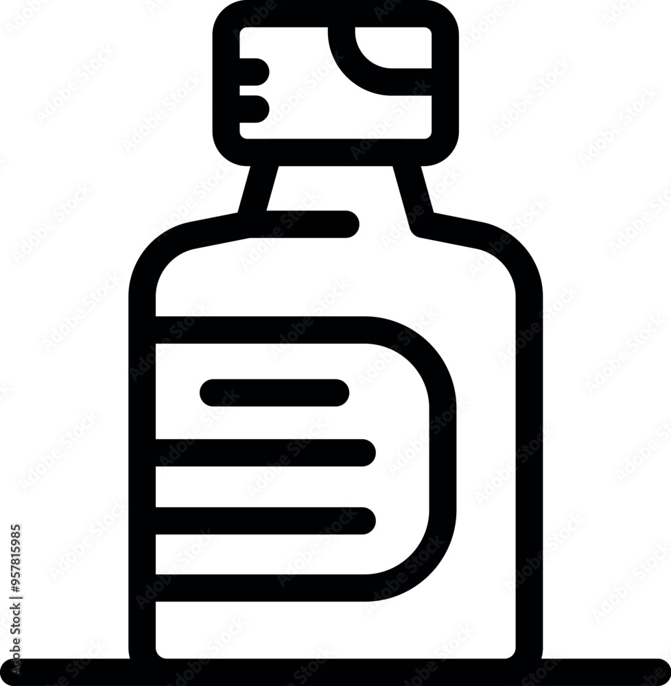 Simple vector of a medical bottle standing on the table with a blank label for custom text