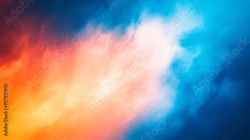 blur of orange and blue gradient background, symbolizing creativity and transformation, with soft transitions representing fluidity and change in visual design