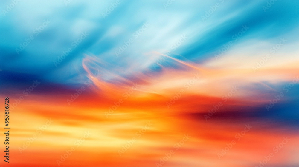 blur of orange and blue gradient background, symbolizing creativity and transformation, with soft transitions representing fluidity and change in visual design