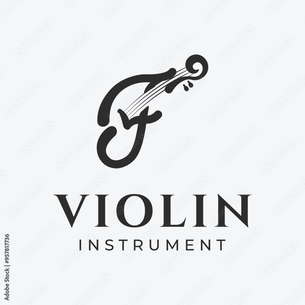violin instrument logo design, musical logo illustration design. violin instrument logo design, musical logo illustration design.