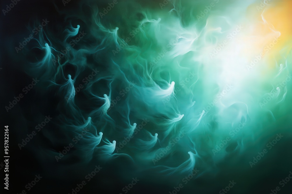 A mesmerizing swirl of ethereal colors, blending shades of green and blue with a hint of light, evoking a sense of mystery. A mesmerizing swirl of ethereal colors, blending shades of green and blue with a hint of light, evoking a sense of mystery.