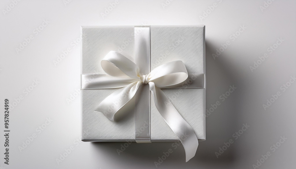 White Gift Box with a Satin Ribbon White Gift Box with a Satin Ribbon