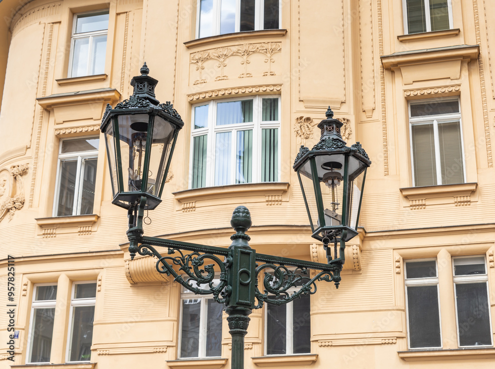 Decorative street lamp in old part of Prague in Czech Republic Decorative street lamp in old part of Prague in Czech Republic