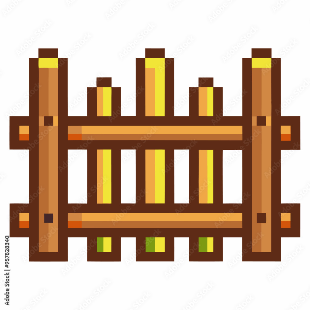 Pixel Art Wooden Fence Icon Retro Video Game Asset for Farm and Garden Scenes Pixel Art Wooden Fence Icon Retro Video Game Asset for Farm and Garden Scenes