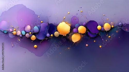 Purple fireworks with watercolor effect create vibrant and vibrant colors in the sky. This image conveys the energy and beauty of the show with soft and flowing colors. photo