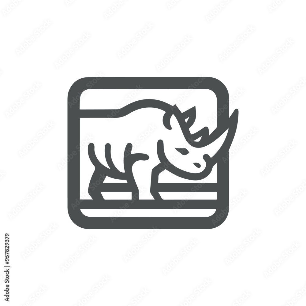 Modern rhino square logo Modern rhino square logo