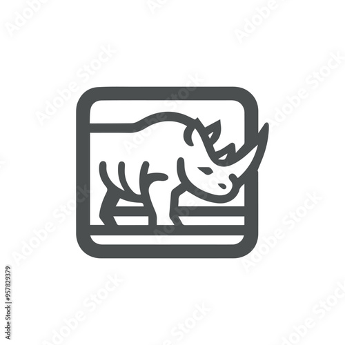 Modern rhino square logo