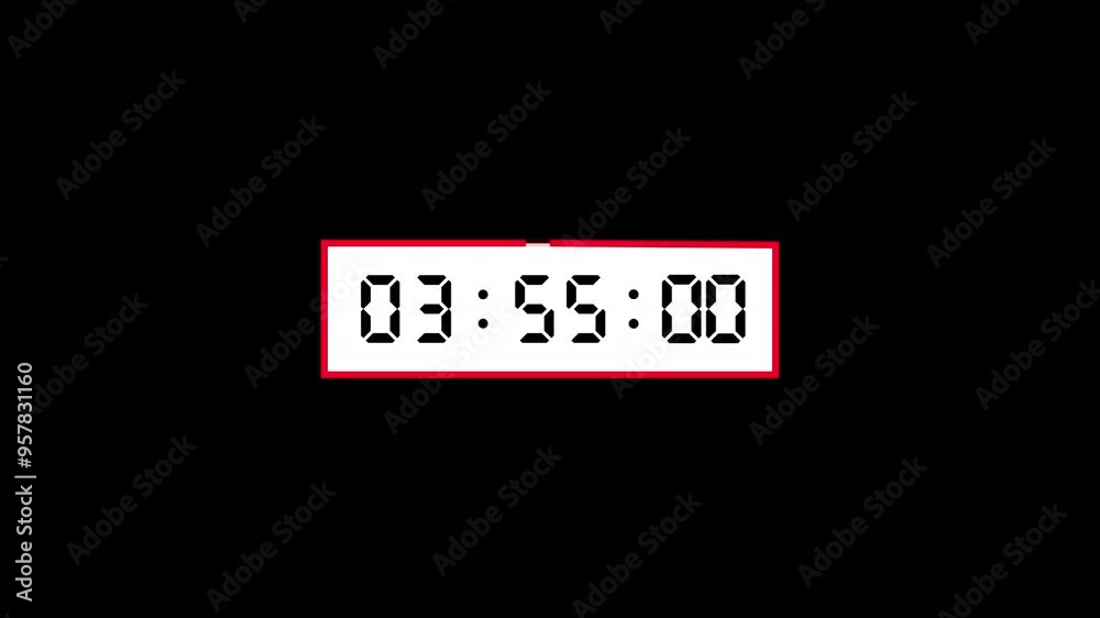 Digital 4 minutes countdown animation, four minutes timer countdown ...