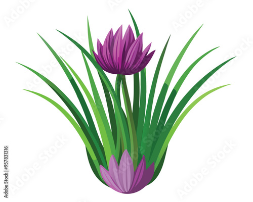 Chives vector illustration on white background