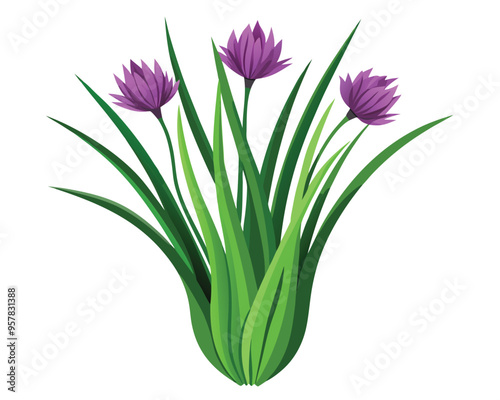 Chives vector illustration on white background