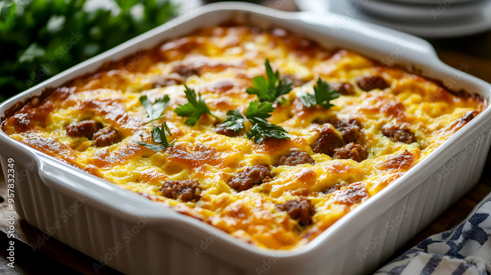 hearty breakfast egg casserole, featuring layers of eggs, sausage, and hash browns hearty breakfast egg casserole, featuring layers of eggs, sausage, and hash browns
