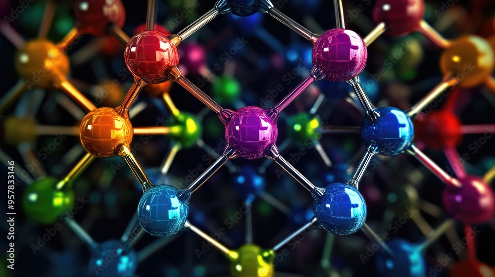 Crystal lattice structure of an ionic compound, with color-coded ions representing positive and negative charges Crystal lattice structure of an ionic compound, with color-coded ions representing positive and negative charges