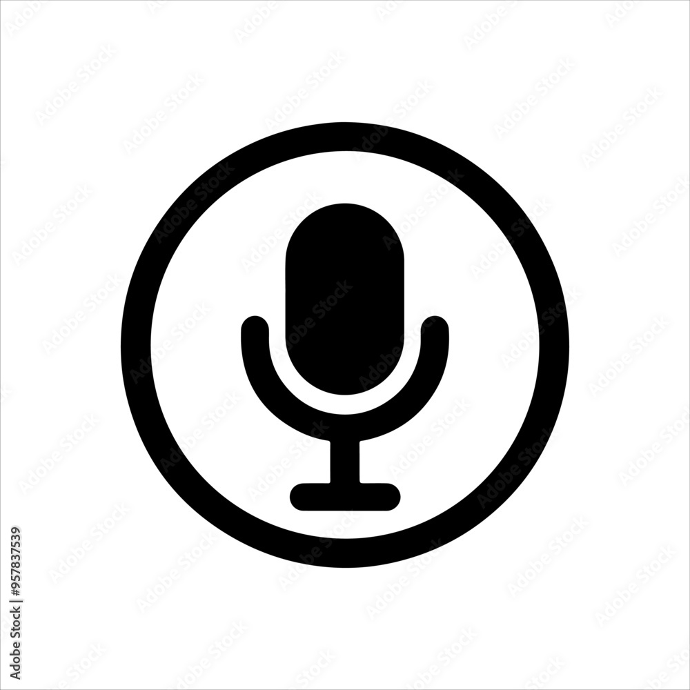 Black round circle with voice message icon silhouette vector illustration design on white background. Black round circle with voice message icon silhouette vector illustration design on white background.