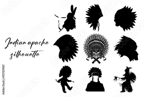 Indian apache black silhouette art