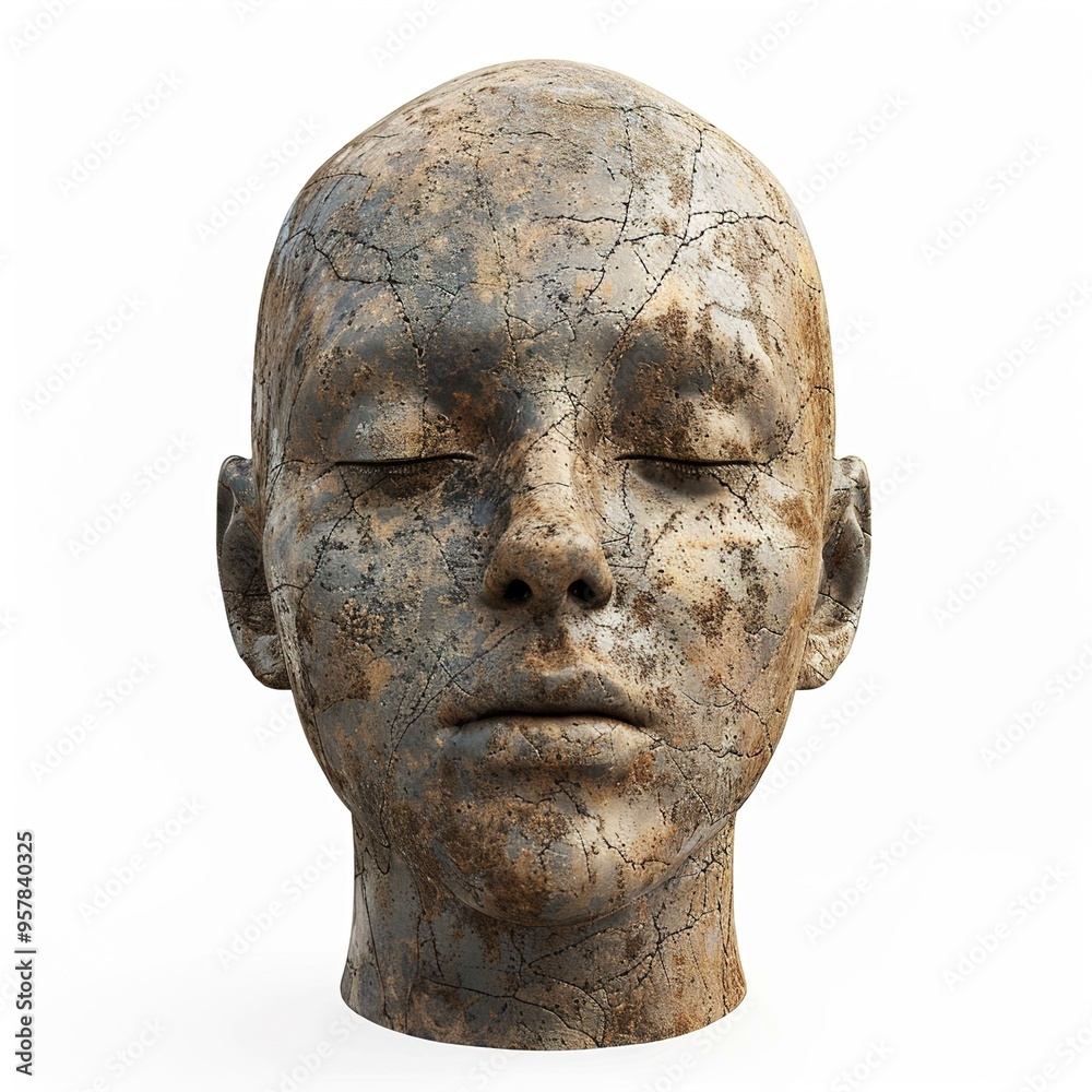 Digital Rendering of a Persons Head isolated 
