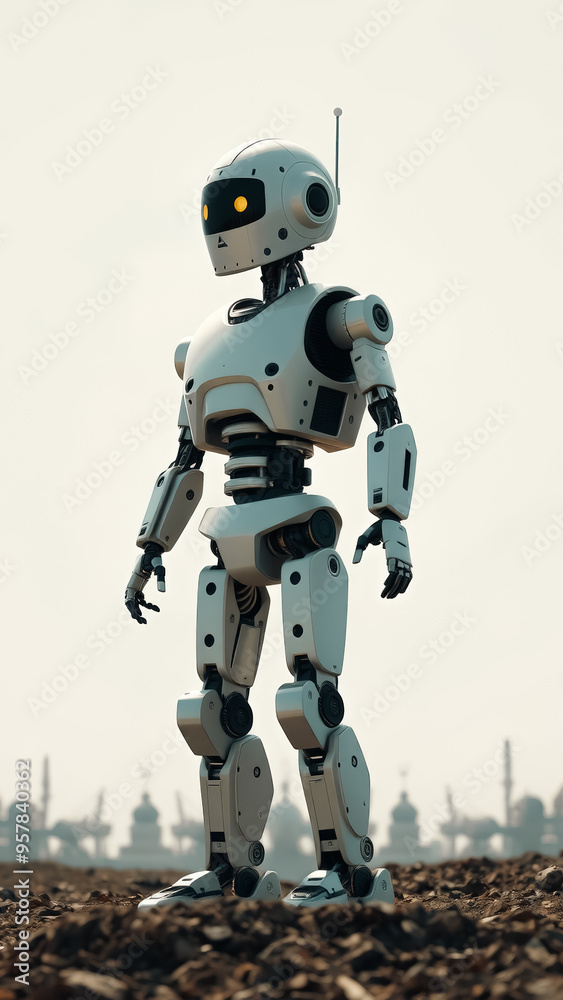 Futuristic Robot in a Post-Apocalyptic World Futuristic Robot in a Post-Apocalyptic World
