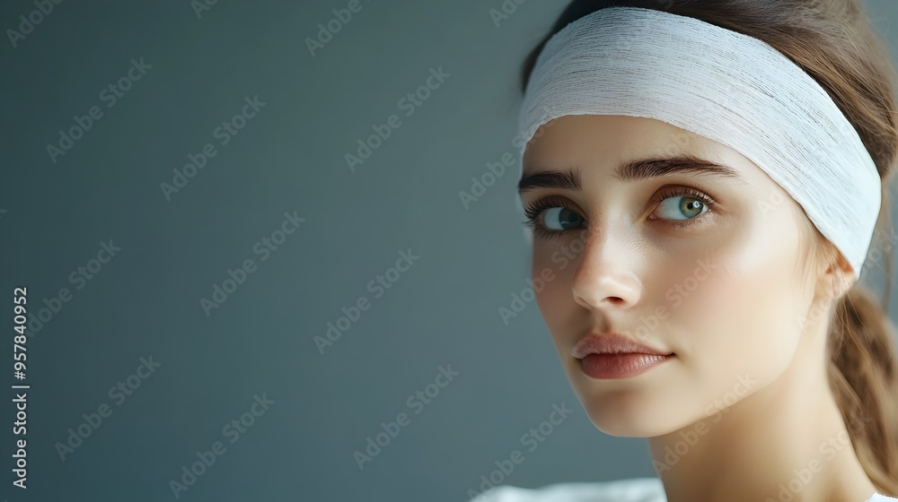 Woman Recuperating with Serene Expression After Medical Treatment Woman Recuperating with Serene Expression After Medical Treatment