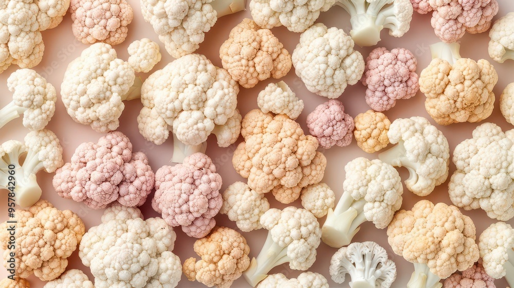 Artistic cauliflower fractal patterns in pastel hues, Cauliflower, abstract design Artistic cauliflower fractal patterns in pastel hues, Cauliflower, abstract design