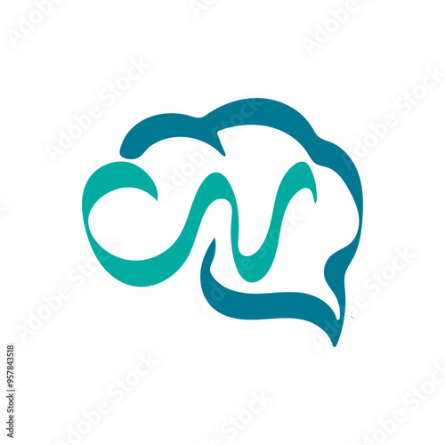 Modern Letter N brain logo illustration design.