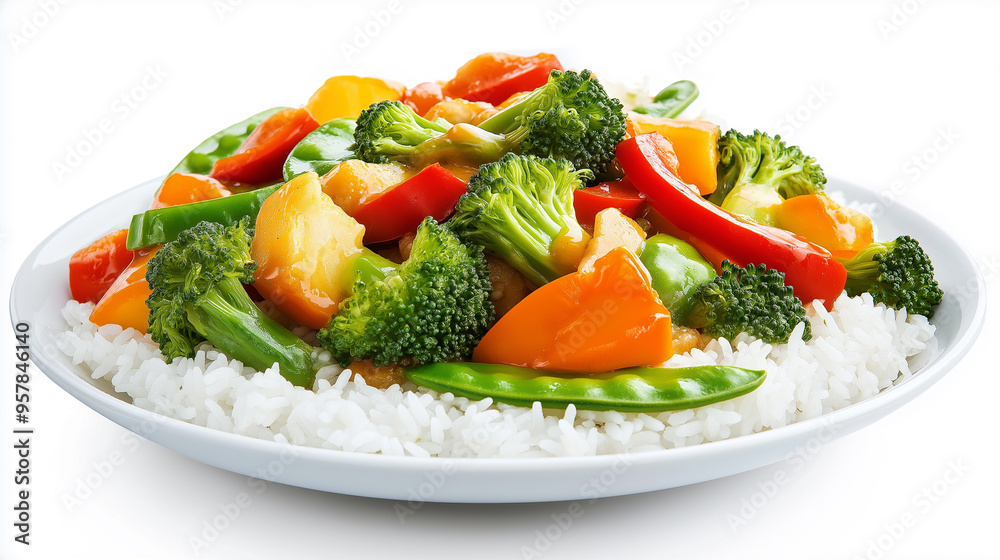 A plate of a Chinese Mixed Vegetables Rice A plate of a Chinese Mixed Vegetables Rice