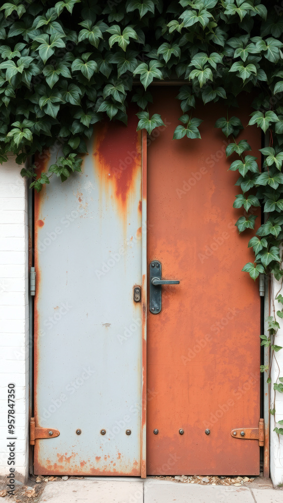 Rusty metal door with ivy Rusty metal door with ivy