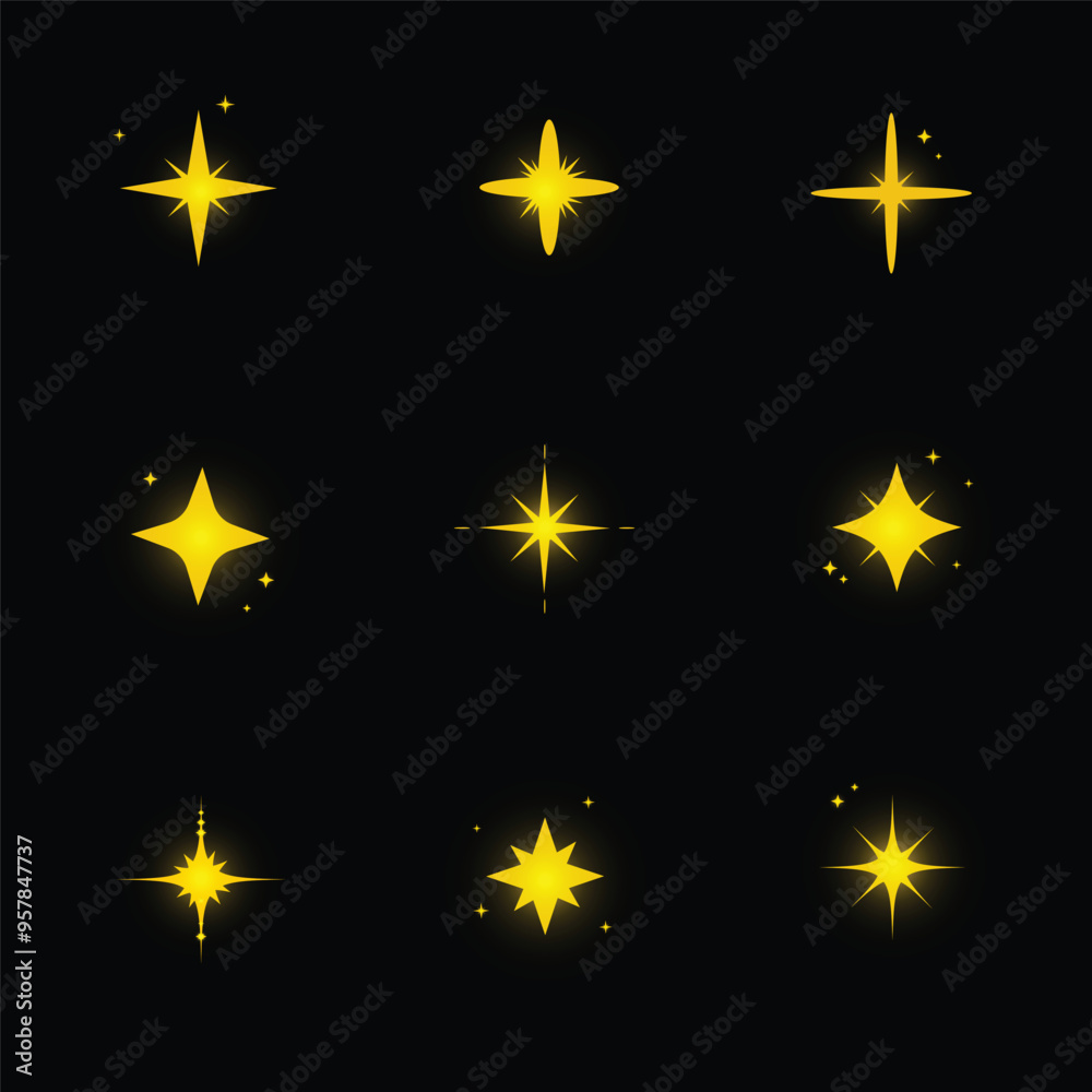 Elegant Sparkling Star Icons for Creative Projects
