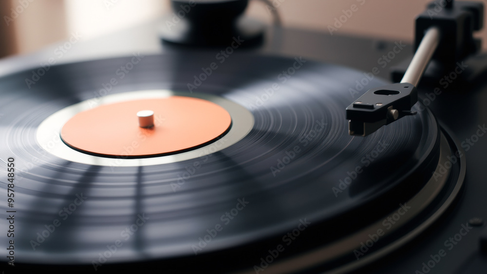 Close Up of a Vinyl Record on a Turntable Close Up of a Vinyl Record on a Turntable