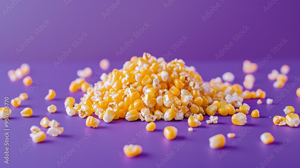 Appetizer of crunchy salted corn puffed in a purple filter Appetizer of crunchy salted corn puffed in a purple filter