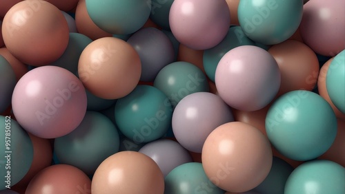 Abstract Geometric Background with Pastel Spheres