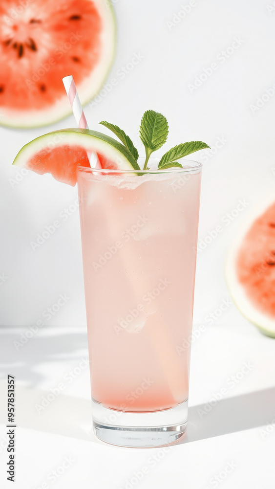 Refreshing Watermelon Cocktail with Mint Garnish Refreshing Watermelon Cocktail with Mint Garnish