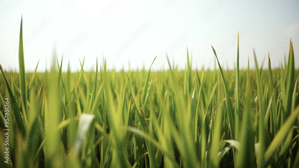 Obraz premium Green Grass Blades Close Up
