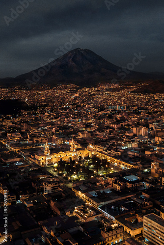 AREQUIPA AND THE IMPOSING MISTI WITH ITS PLAZA DE ARMAS