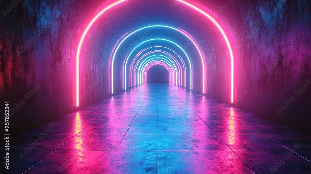3D render of a mystical cloud glowing with pink and blue neon light on an abstract background 3D render of a mystical cloud glowing with pink and blue neon light on an abstract background