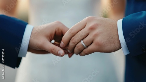 Intimate Bride and Groom Exchanging Rings on Their Special Wedding Day Symbolic Commitment and of Love and Marriage