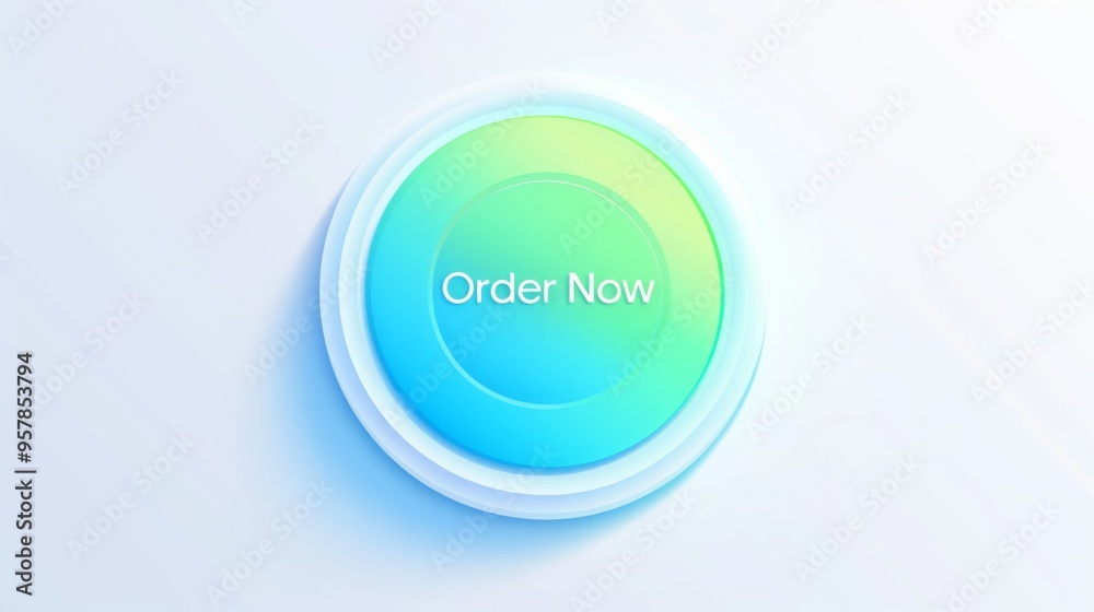Modern 'Order Now' Button with Light Blue and Green Gradients - Minimalistic Design on White Background Modern 'Order Now' Button with Light Blue and Green Gradients - Minimalistic Design on White Background
